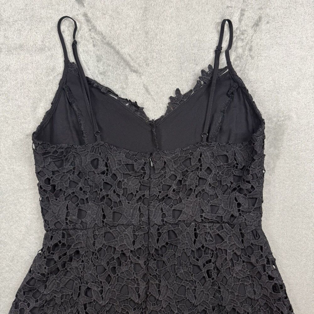 Black Crochet Lace Midi Dress with Spaghetti Straps - Picture 5 of 13